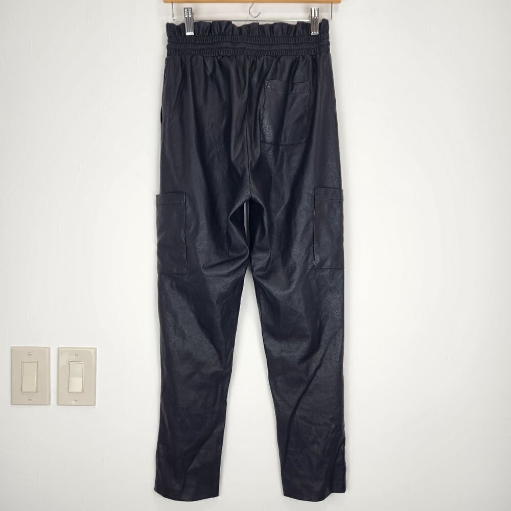 n: Philanthropy Morena Faux Leather Pants S Black Paperbag Waist Ankle Length‎ - Picture 5 of 10